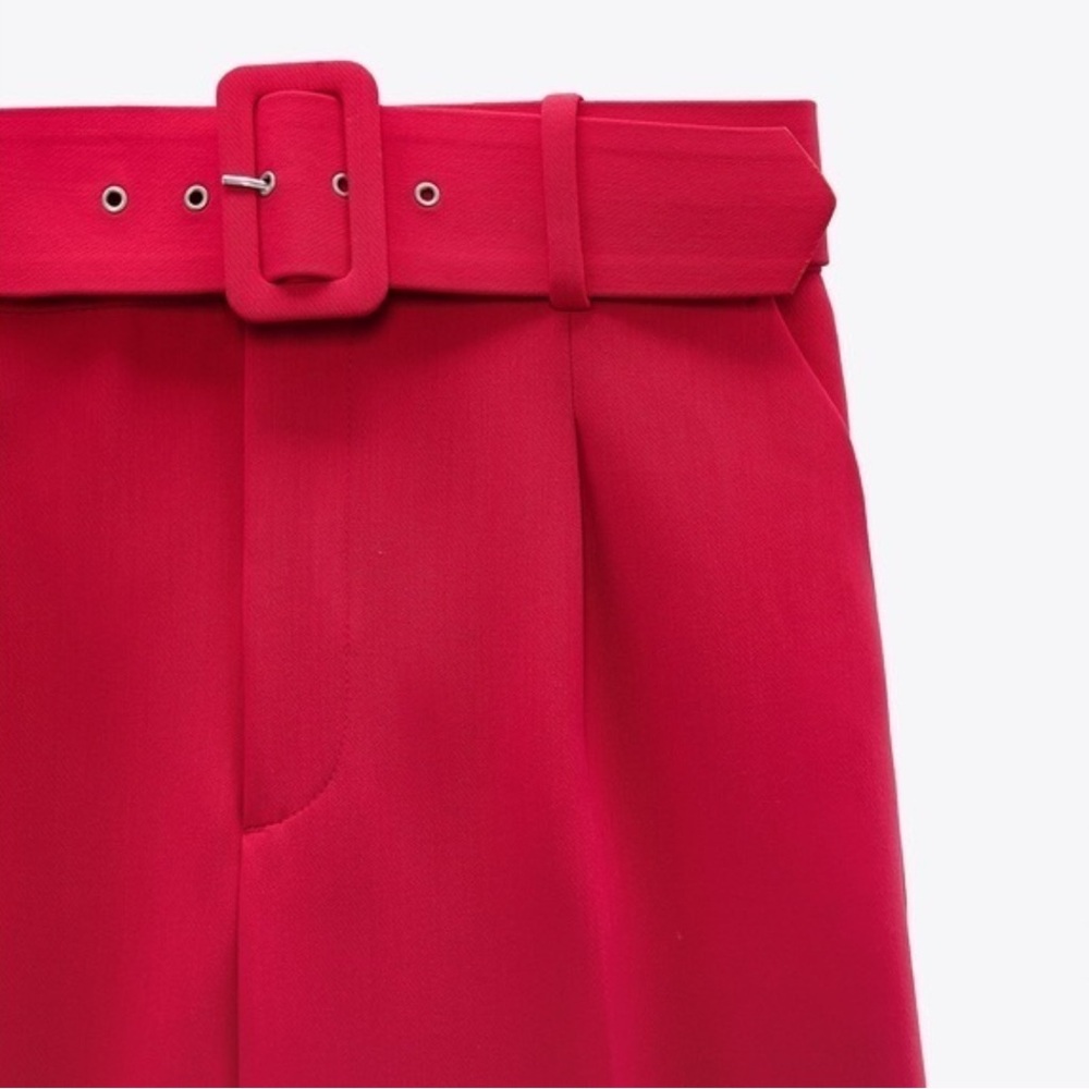 Zara Hot Pink Tailored Belted Trousers large - Picture 3 of 11